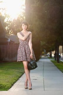 Black White Pink Floral Fit And Flare Mini Sundress