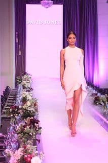 White Stretch Crepe Asymmetrical Maxi Gown