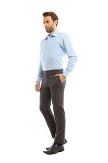 Light Blue Cotton Straight Leg Business Pants