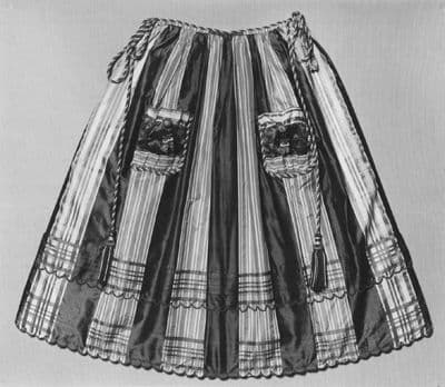 Black White Striped Silk Taffeta Apron