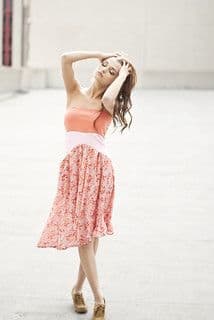 Coral Pink Cotton Fit and Flare Dress