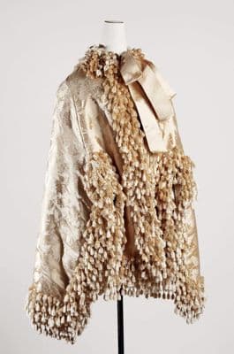 Cream Silk Victorian Cape with Loop Fringe