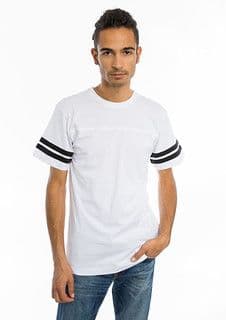 White Cotton Jersey Varsity Stripe T-Shirt