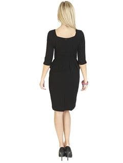 Black Ponte Knit Pencil Sheath Dress
