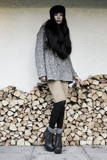 Charcoal Gray Wool Blend Oversized Mini Coat