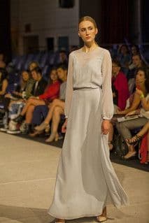 Pale Gray Silk Jersey Mermaid Evening Gown