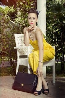 Golden Yellow Cotton Strapless A-Line Midi Dress