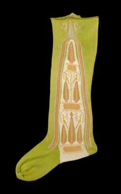Chartreuse Silk Stockings with Embroidered Decoration