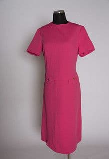 Fuchsia Pink Wool Crepe Straight Sheath Dress