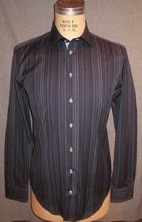 Charcoal Gray Pinstripe Cotton Dress Shirt