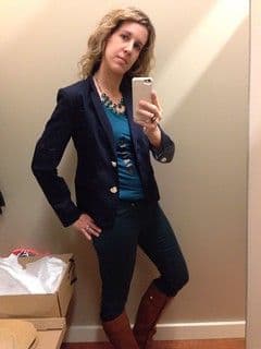 Navy Blue Wool Blend Power Blazer