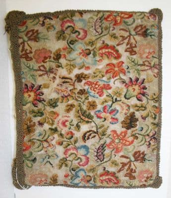 Embroidered Wool Drawstring Bag with Silk Details