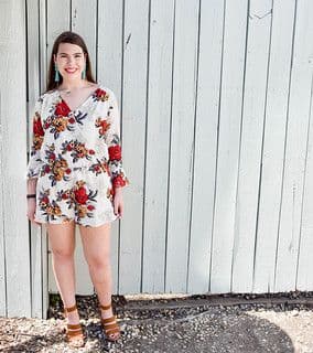 Cream Cotton Floral Mini Jumpsuit