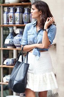 White Cotton A-Line Mini Skirt