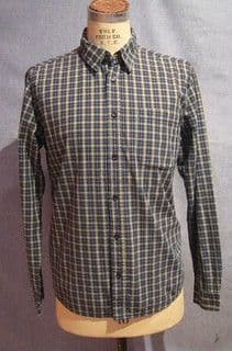 Navy White Green Check Cotton Button-Down Shirt