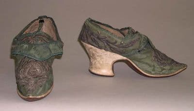 Sage Green Pink Silk Brocade Court Shoes
