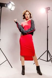 Bright Red Ponte Knit Midi Sheath Dress