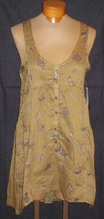 Olive Green Cotton Blend Drop-Waist Tunic Dress