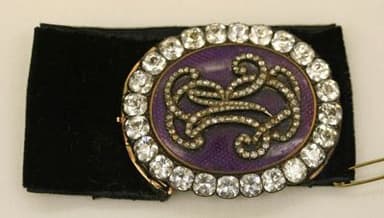 Black Glass Mourning Bracelet with Purple Medallion