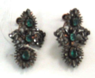 Victorian Silver Openwork Earrings with Turquoise Cabochons