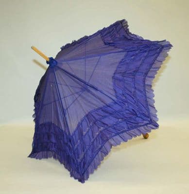 Deep Purple Silk Taffeta Ruffled Parasol