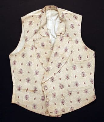 Cream Cotton Waistcoat with Burgundy Gold Floral