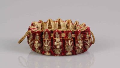 Burgundy Silk Brocade Gaming Purse with Gold
