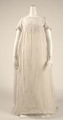 White Cotton Muslin Empire Waist Day Dress