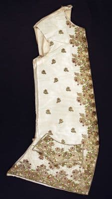 Cream Silk Brocade Waistcoat with Floral Motifs