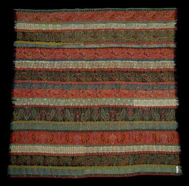 Red Green Cream Wool Paisley Shawl