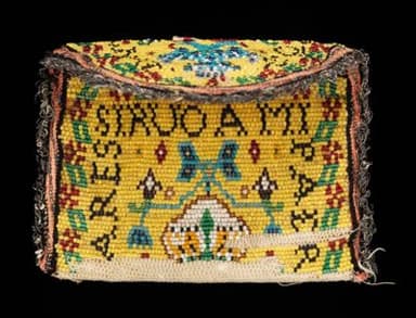 Multicolored Glass Beaded Silk Coin Purse