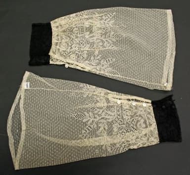 Cream Silk Net Undersleeves with Black Velvet Cuffs