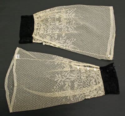 Cream Silk Net Undersleeves with Black Velvet Cuffs