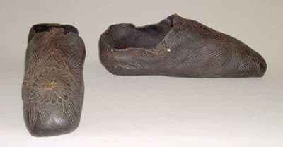 Dark Brown Gutta-Percha Rubber Overshoes with Embossed Patterns