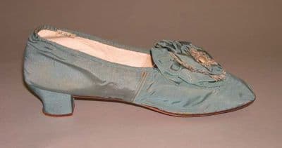 Sage Green Silk Evening Slippers with Gathered Detail