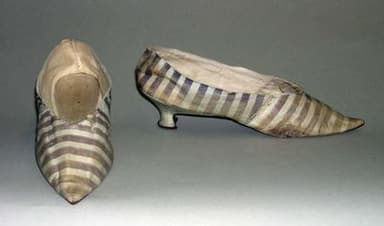 Cream Silk Striped Pointed-Toe Court Shoes