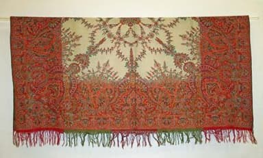 Red Burgundy Paisley Wool Silk Shawl