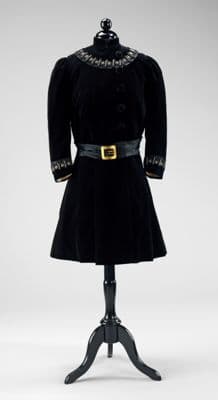 Black Cotton Velvet Military-Inspired Fitted Coat