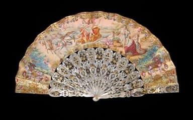 Cream Silk Folding Fan with Mother-of-Pearl Sticks