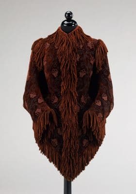 Burgundy Silk Velvet Fringed Evening Mantle