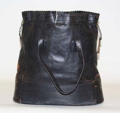 Black Leather Drawstring Bucket Handbag