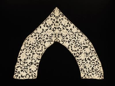 Cream Linen Falling Band Collar with Cutwork Embroidery