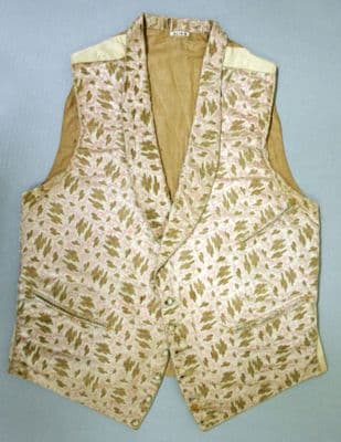 Cream Silk Brocade Vest with Botanical Pattern