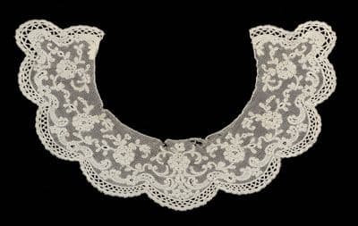 White Linen Lace Detachable Collar with Scalloped Edge