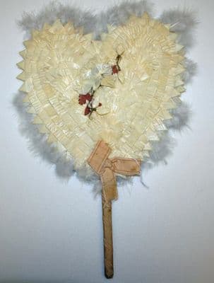 Heart-Shaped Cream Paper Decorative Fan