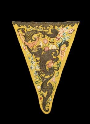 Golden Yellow Silk Stomacher with Floral Embroidery