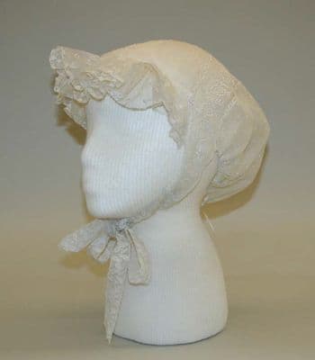 White Cotton Muslin Morning Cap