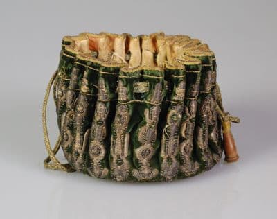 Forest Green Silk Brocade Gaming Purse