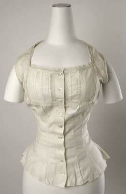 White Cotton Fitted Corset Cover with Puffed Sleeves