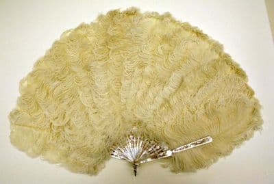 Cream Ostrich Feather Ceremonial Fan